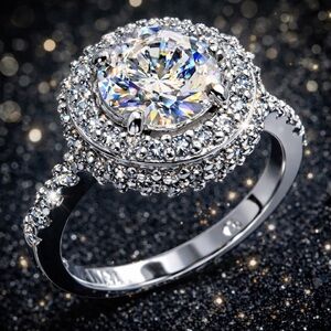 4ct Round Micro Pave Set Cz cubic zirconia cocktail Engagement Wedding Halo Ring